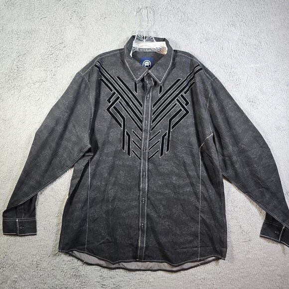 NWT AMERICAN FIGHTER Men's Gray Button Down Long Sleeve Shirt Size 2XL - Picture 1 of 13